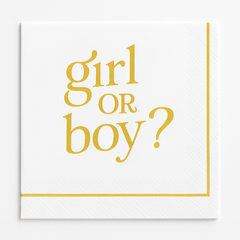 Gold "Girl or Boy?" Gender Reveal Beverage Napkins - 16ct