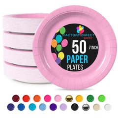 7 In. Pink Paper Plates - 50 Ct.