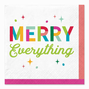 Merry Everything Christmas Beverage Napkins, 2-Ply, 16-Pack - 5 In. X 5 In.