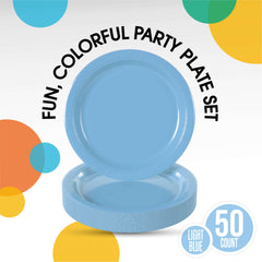 9 In. Light Blue Paper Plates - 50 Ct.