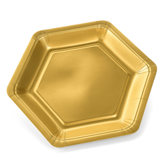 Gold Hexagon Metallic 7" Party Plates