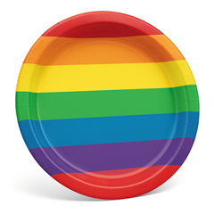 Rainbow Pride 7" Round Paper Dessert Plates - 8 Pack