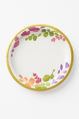 Romantic Floral 7" Round Paper Plates with Gold Trim