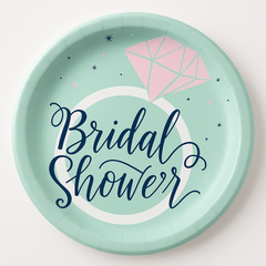 Mint Bridal Shower Paper Plates - 8.5"