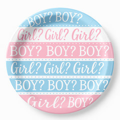 Pink or Blue? Gender Reveal Baby Shower Plates