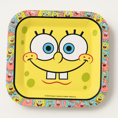 SpongeBob Square 9" Paper Plates for Kids Birthday Parties