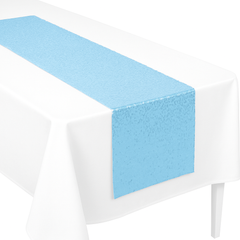 Blue Sequin Table Runner for Baby Showers