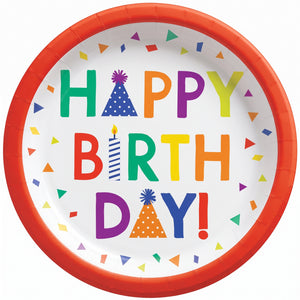 Confetti Time Birthday Paper Plates, 8.5-Inch, 8-Count