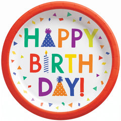 Confetti Time Birthday Paper Plates, 8.5-Inch, 8-Count