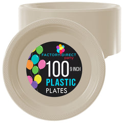 9 In. Ivory Plastic Plates | 100 Count