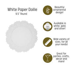 6.5 In. Round White Paper Doilies | 30 Count