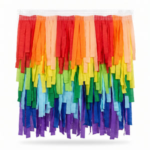 Vibrant Rainbow Mesh Crepe Streamer Backdrop