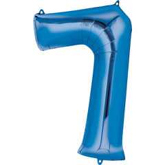 Blue Number 7 Foil Helium Balloon - 34 Inches