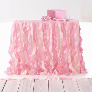 Pink Fabric Ruffle Table Skirt for Baby Shower