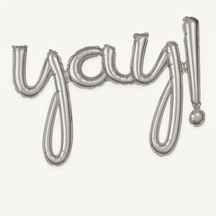 Silver "Yay!" Script Foil Balloon