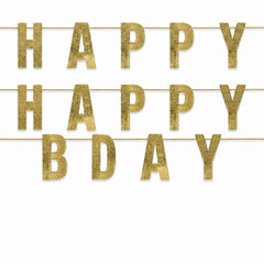 Gold "Happy Bday" Spark Celebration Banner - 6ft