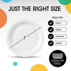 7 In. White Paper Plates - 50 Ct.