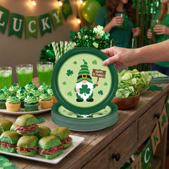 St. Patrick's Day Gnome Paper Plates - 6.75"