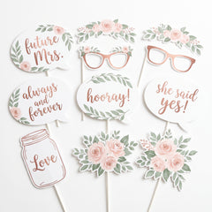 Love & Leaves Wedding Photo Booth Props - 13-Piece Set