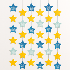 "It's a Boy" Hanging String Decorations - Gold & Blue, 7 ft, 6 Pack