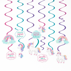 Enchanted Unicorn Swirl Decorations - 12 Pack