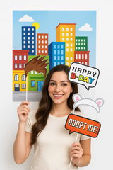 Party Town "Happy Bday" Scene Setter with Props for Kids' Birthday