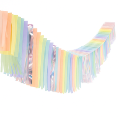 Pastel Rainbow Metallic Hanging Ceiling Decoration, 12-ft