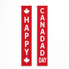 "Happy Canada Day" Hanging Door & Wall Flags, 2-Pack