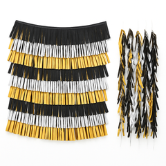 New Year's Eve Black, Silver, and Gold Foil Fringe Hanging Banner