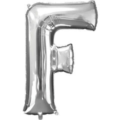 Silver Letter "F" Foil Balloon - Metallic Finish