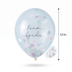"Team Bride" Floral Confetti Balloons - 12-Inch, 5-Pack