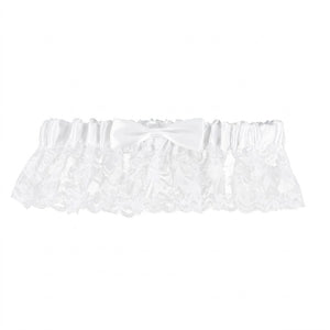 Elegant White Lace Wedding Garter with Satin Bow