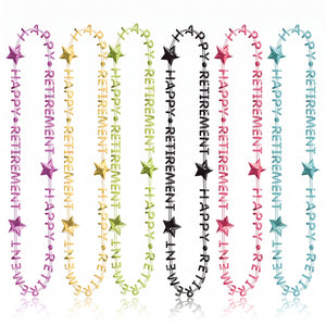 Happy Retirement Multicolor Beaded Necklaces - 32-inch, 6-Pack