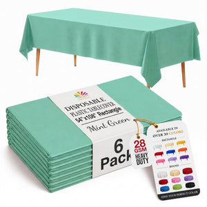 Mint Plastic Table Covers | 6 Pack | 54 in. x 108 in.