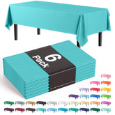 Premium Aqua Blue Plastic Table Covers | 6 Pack - 54 In. x 108 In.