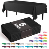 Premium Black Plastic Table Covers | 6 Pack - 54 In. x 108 In.