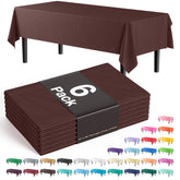 Premium Brown Plastic Table Covers | 6 Pack - 54 In. x 108 In.