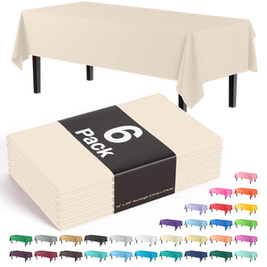 Ivory Plastic Table Covers | 6 Pack - 54 In. x 108 In.