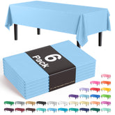 Light Blue Plastic Table Covers | 6 Pack - 54 In. x 108 In.