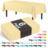 Premium Light Yellow Plastic Table Covers | 6 Pack - 54 In. x 108 In.
