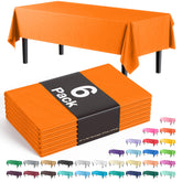 Orange Plastic Table Covers | 6 Pack - 54 In. x 108 In.