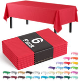 Premium Red Plastic Table Covers | 6 Pack - 54 In. x 108 In.