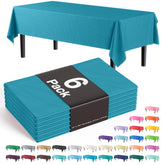 Premium Turquoise Plastic Table Covers | 6 Pack - 54 In. x 108 In.