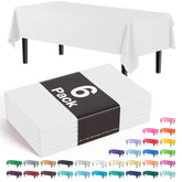Premium White Plastic Table Covers | 6 Pack - 54 In. x 108 In.