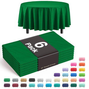 Round Emerald Green Plastic Table Covers | 6 Pack - 84 in.