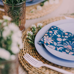 8 In. Chambray Blue Plastic Plates | 120 Count