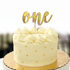Gold Mirror "One" Cake Topper for Baby's First Birthday
