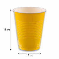 Vibrant Yellow Plastic Cups - 18 oz