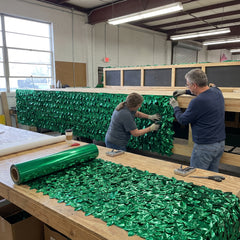 15ft Green Metallic Floral Vinyl Party Curtain