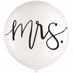 Elegant "Mrs." Wedding Latex Balloon, 24-Inch - White/Black